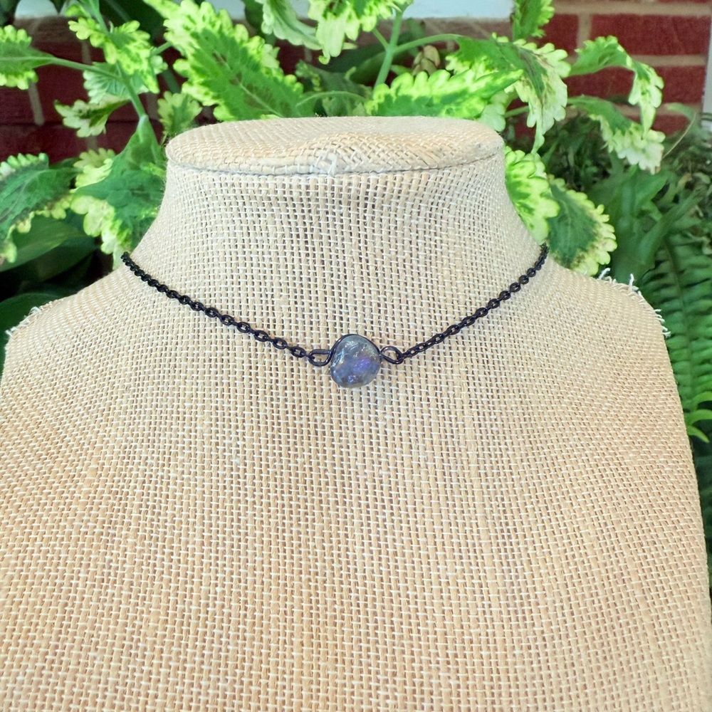 Amazonite set split crystal necklace - Picture 6 of 6